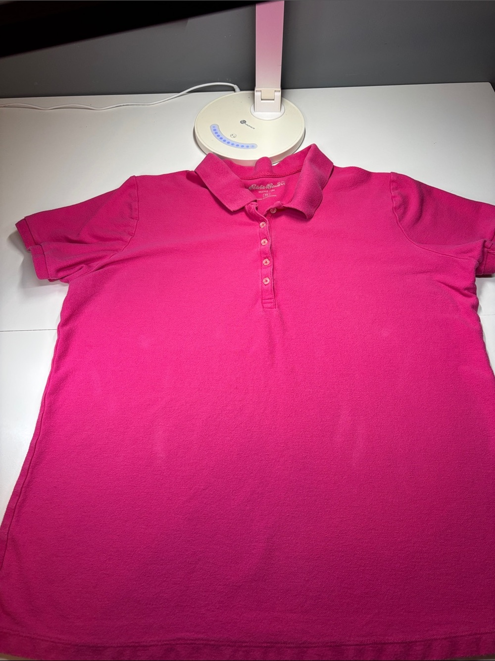Eddie Bauer Women's Bright Pink Button-Down Polo Shirt